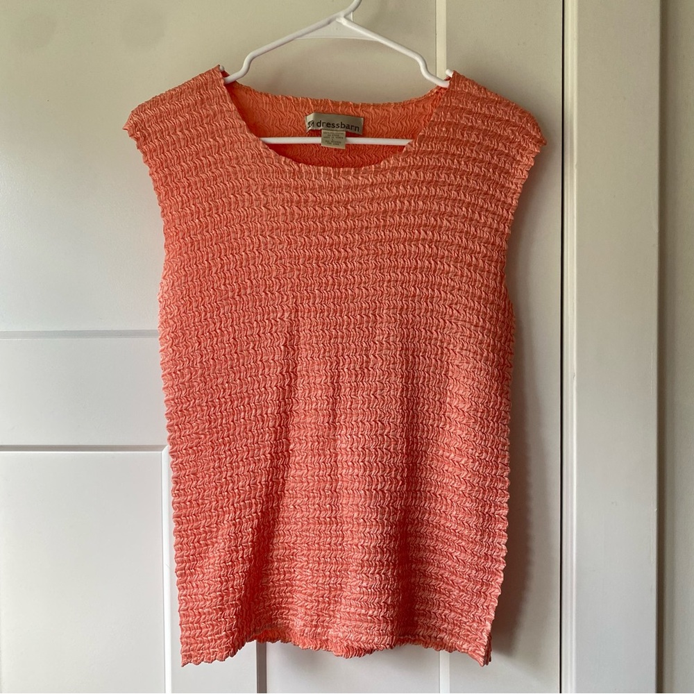 Dressbarn Coral Crinkle Tank Top